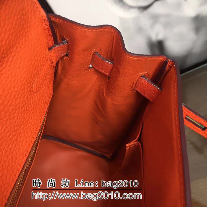 愛馬仕Hermes 頭層牛皮荔枝紋凱莉包 時尚手提包 0AM1147